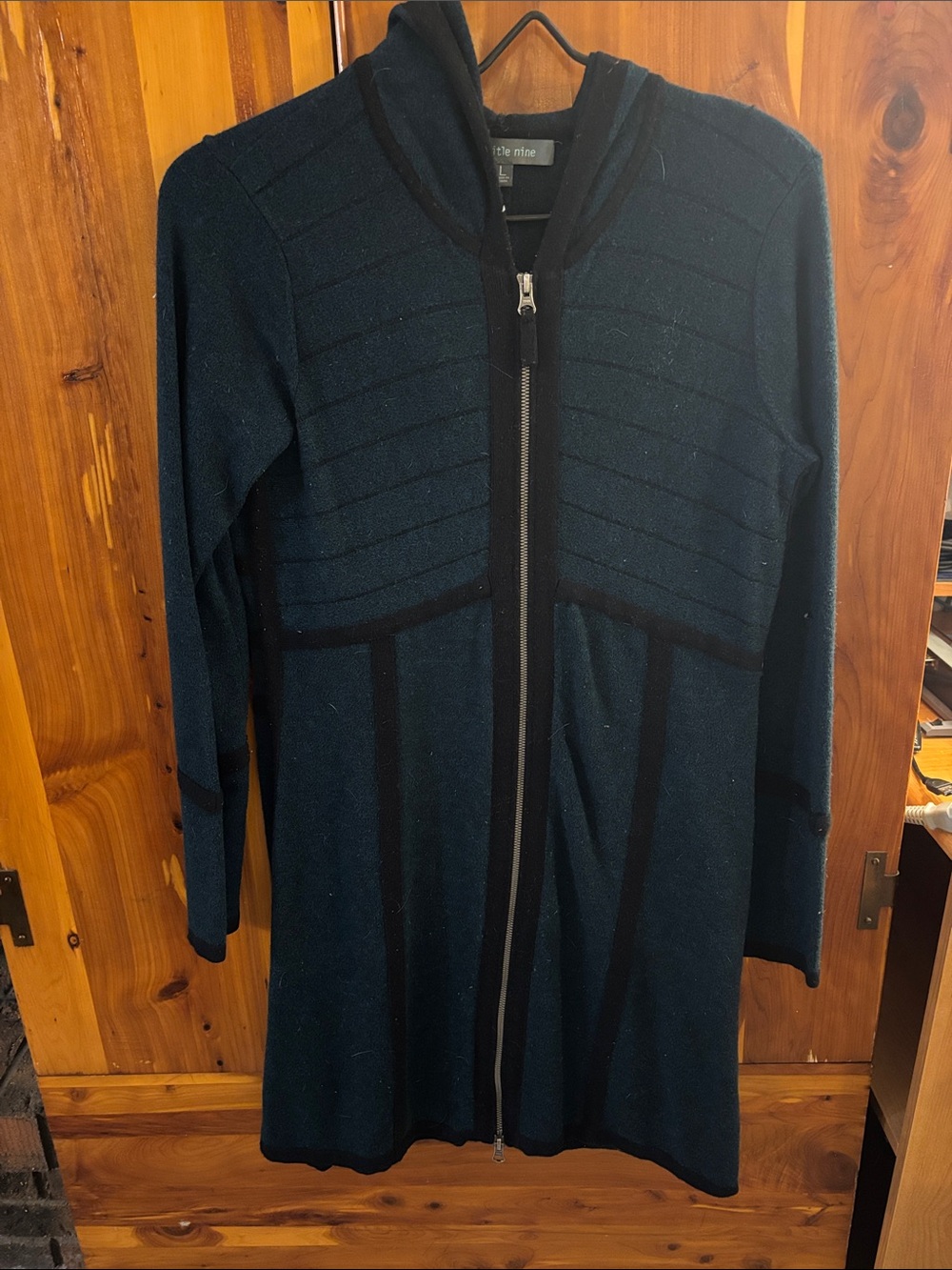 Title nine Dark Teal Zip-Front Long Sleeve Sweater dress